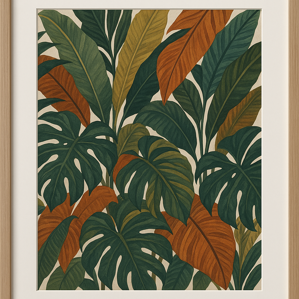 Lush Maximalist Tropical Leaf Wallpaper Art for Bold Home Decor